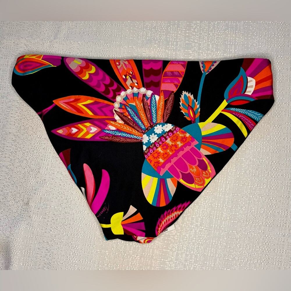 Trina Turk Black and Multicolor Floral Swim Bottom reversible size 8 - Picture 2 of 5